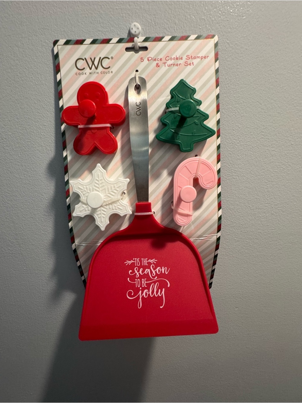 CWC Holiday Cookie Stamper & Turner Set - Red, Green, White, Pink